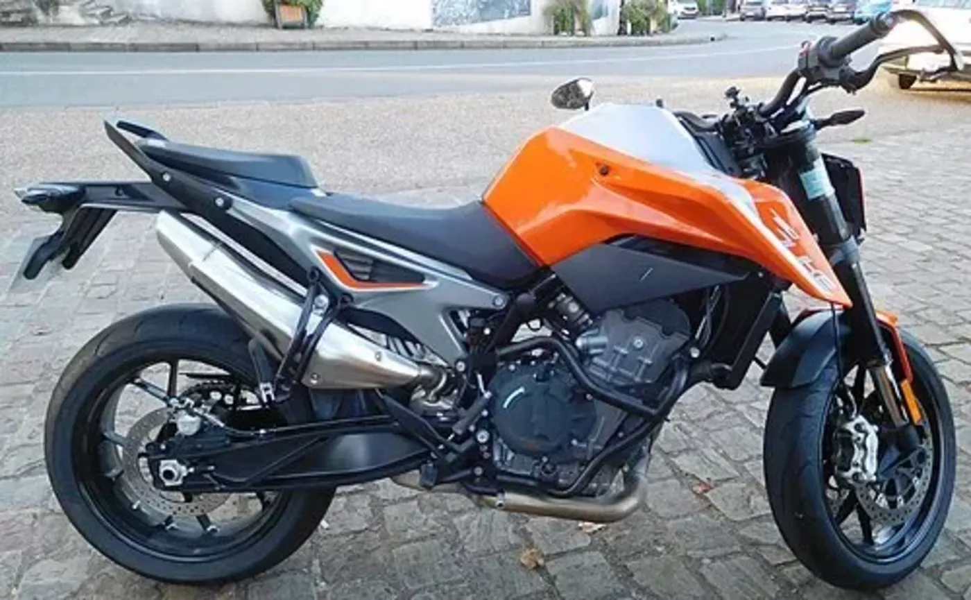 Orange and black KTM 790 Duke naked motorcycle