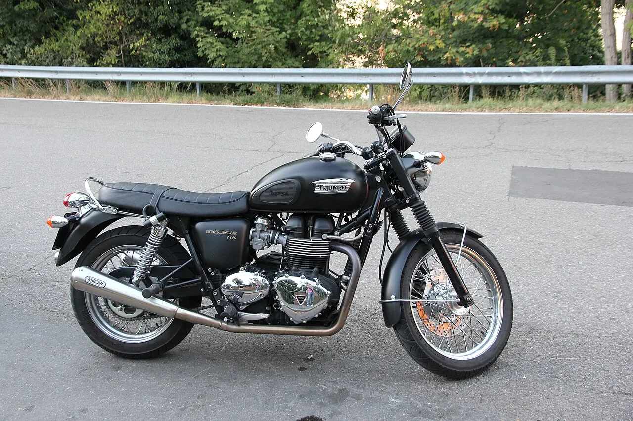 Black and white Triumph Bonneville T100 classic motorcycle