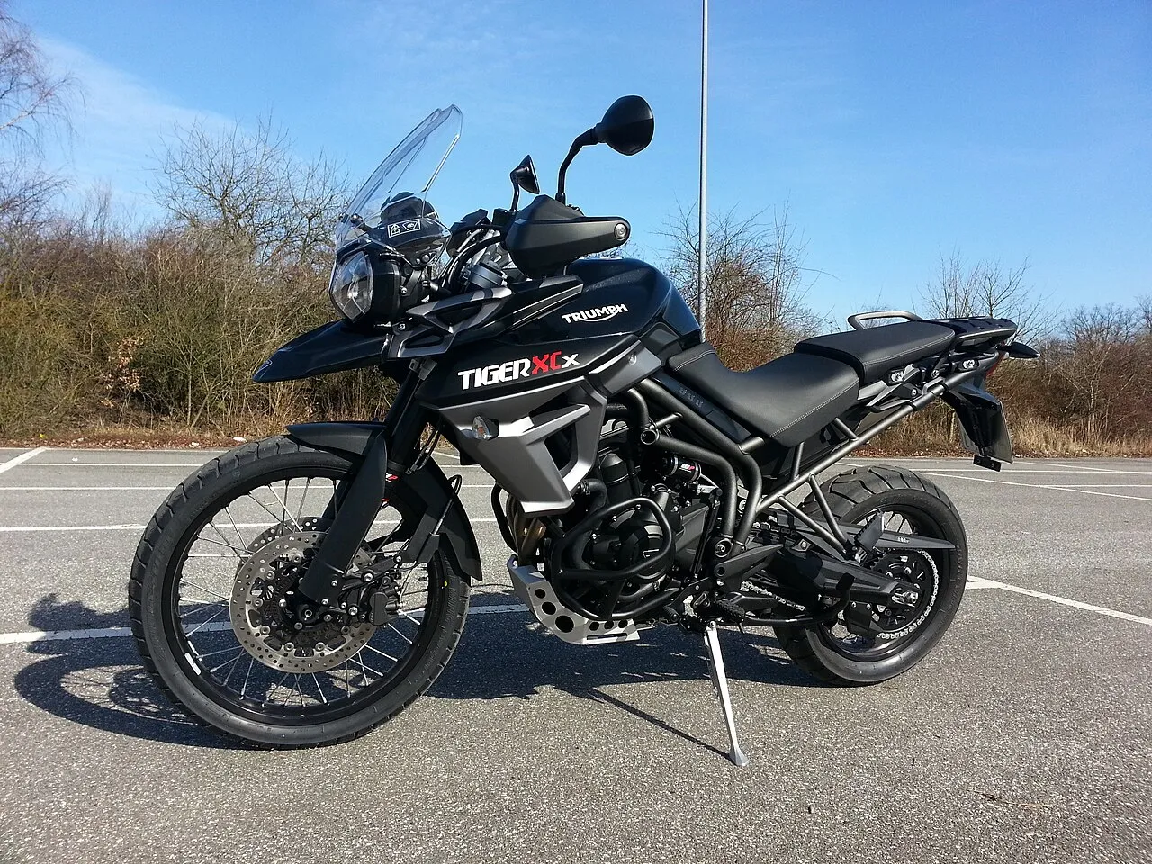 Black Triumph Tiger 800 XCx adventure motorcycle