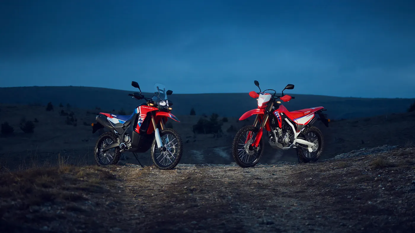 Honda CRF300L and CRF300 Rally together outdoors