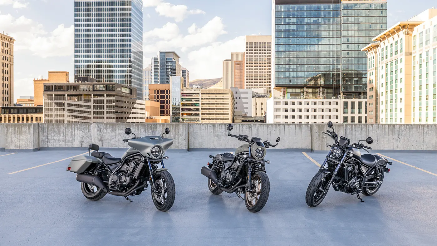 Honda Rebel 1100 range in an urban setting