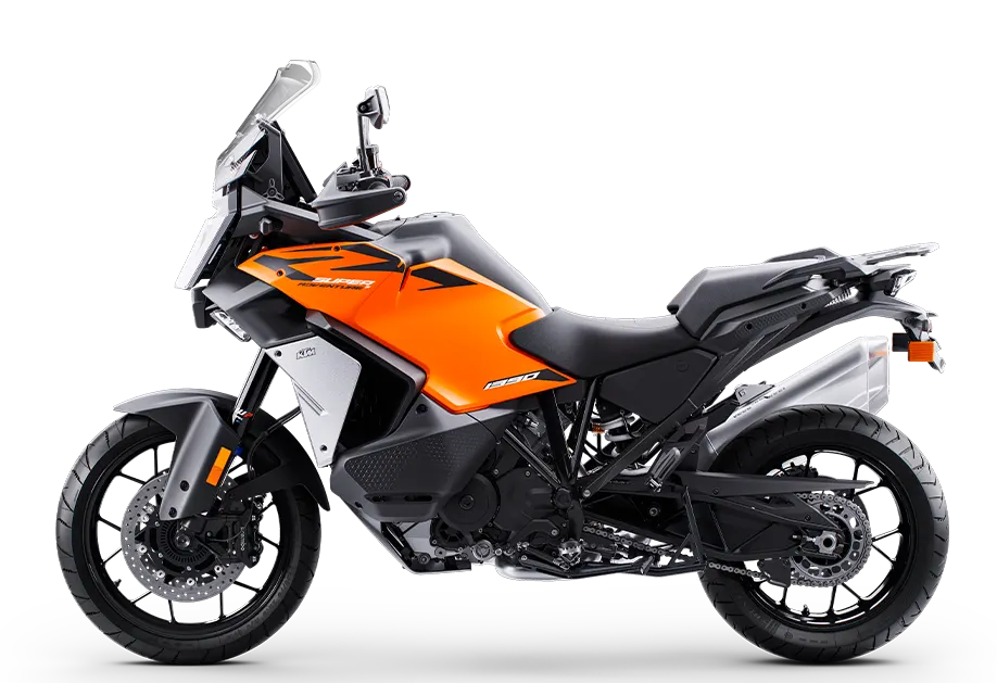 Orange KTM 1390 Super Adventure S EVO left side view