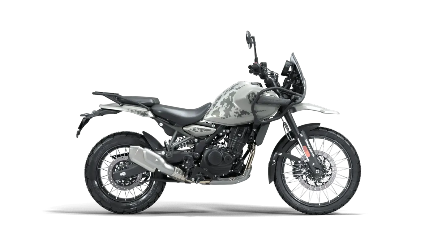 Kamet White Royal Enfield Himalayan 450 right side studio profile