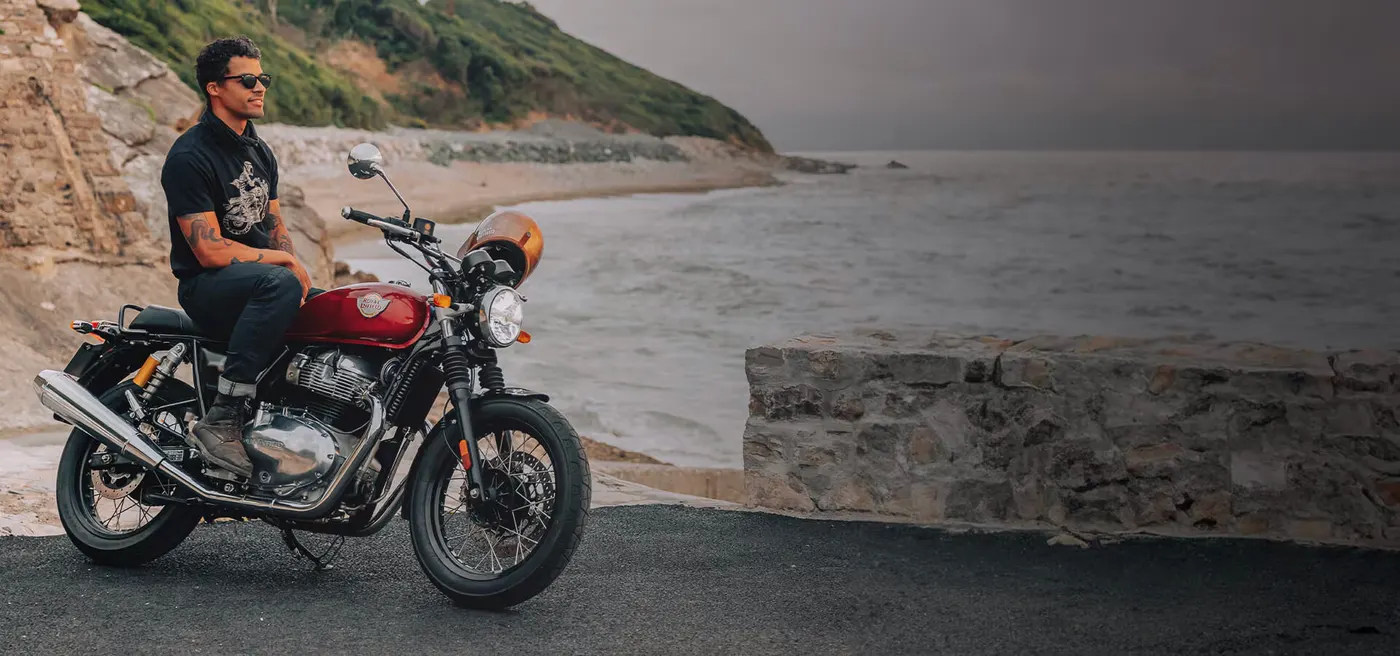 Royal Enfield INT 650 parallel-twin engine and chrome exhaust