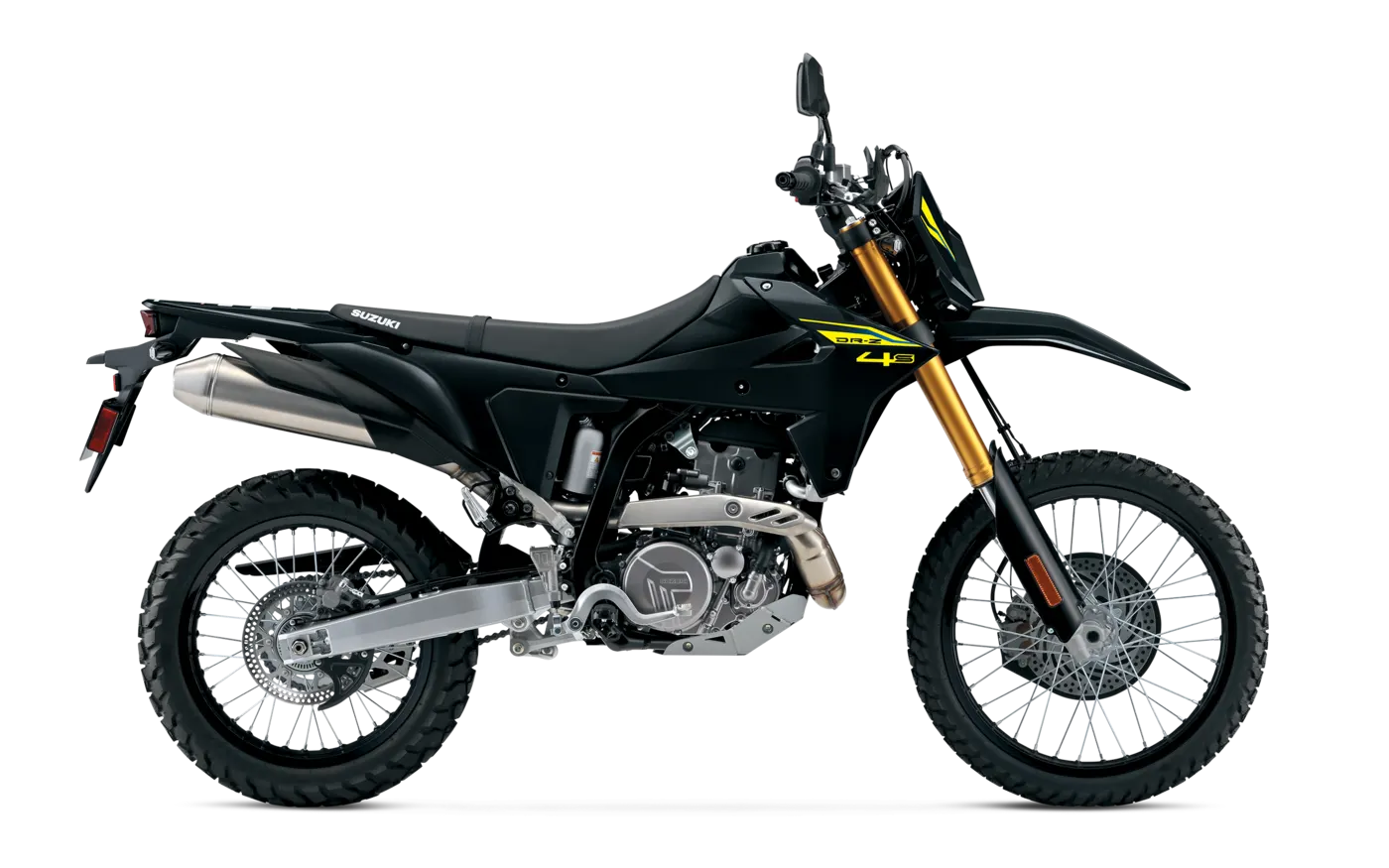 Suzuki DR-Z4S fitted with accessories, right side profile